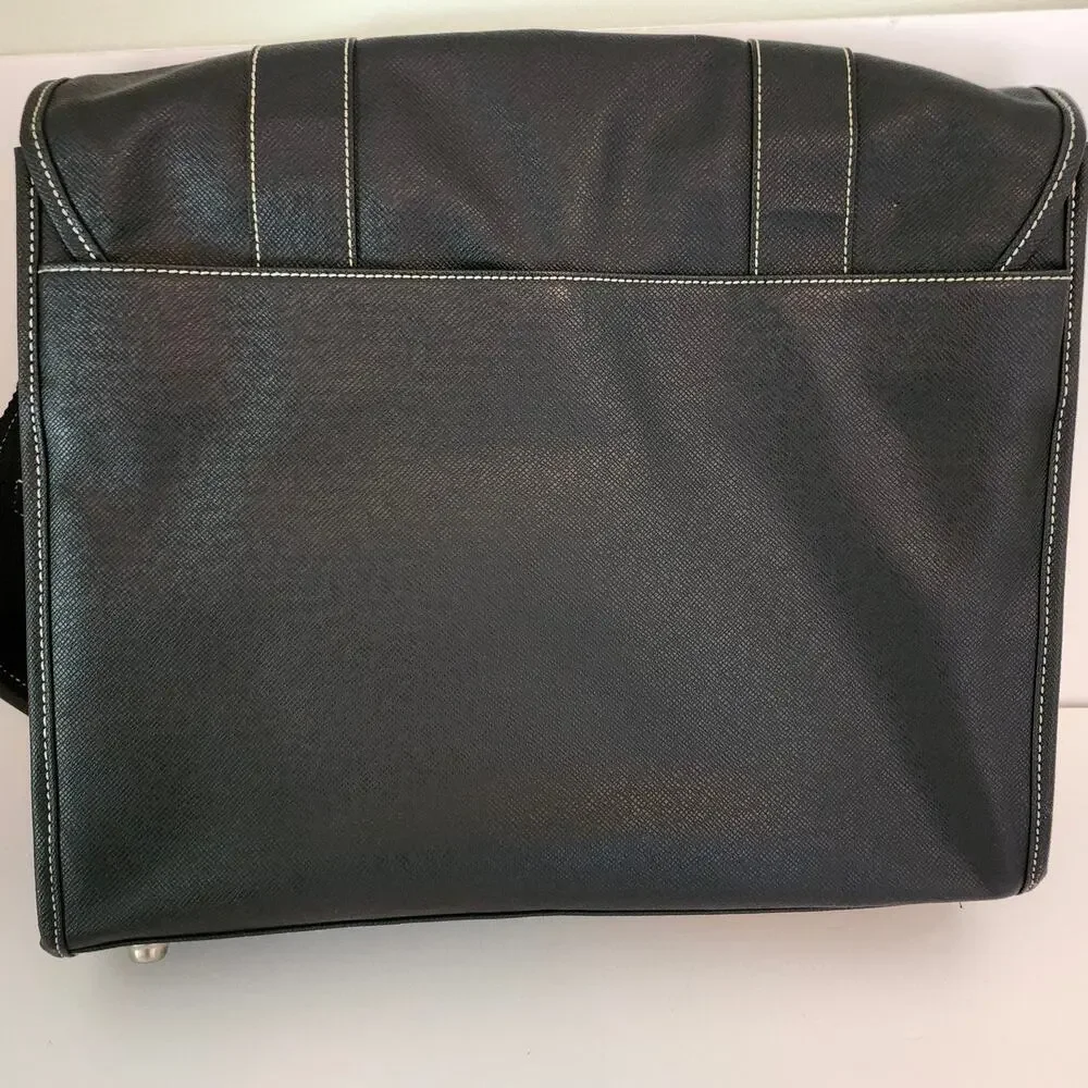 Kenneth Cole Reaction Black Faux Leather Laptop Business/Shoulder/Messenger Bag